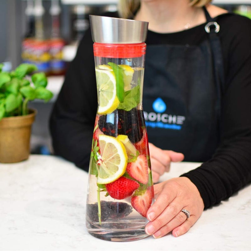 Grosche Rio - Glass Pitcher with Lid - Glass Juice Pitcher - Clear Glass Drink Pitcher - Infused Glass Water Pitcher and Drink Infuser 1000ml, 32 Oz - Image 2